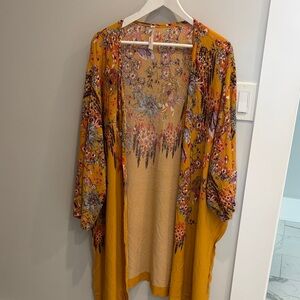 We The Free Floral Mustard Kimono